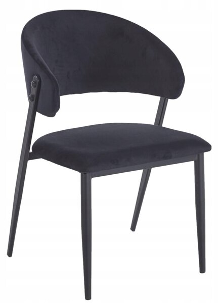 Krzesło tapicerowane welurem do jadalni i salonu kolor czarny FURNITEX K48-FX CZARNE VELVET RIVIERA 100