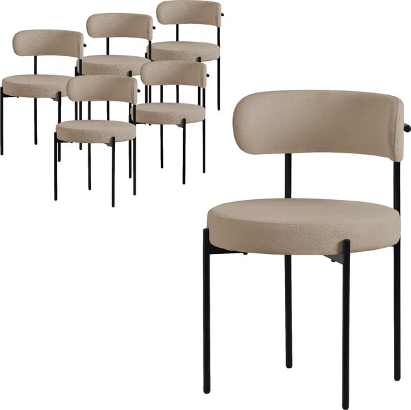 ML-Design zestaw 6 krzeseł do jadalni, krzesło kuchenne, wykonane z pluszowej tkaniny w kolorze brązowym, krzesło do salonu z oparciem, krzesła tapicerowane z metalowymi nogami, krzesło do salonu