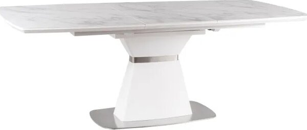 Stół rozkładany SATURN II CERAMIC 160(210)x90 biały marmur/biały mat