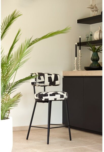 Czarny/kremowy tapicerowany hoker Harvie – Light & Living