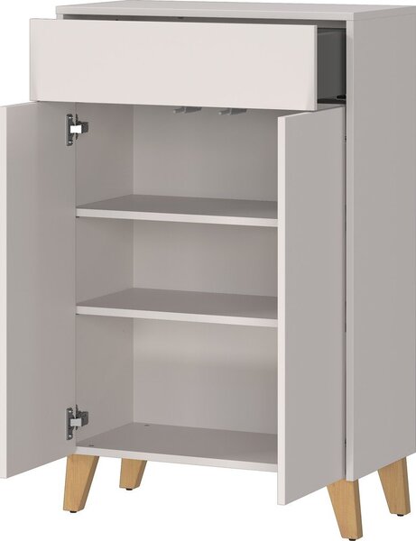 Kremowa wysoka szafka łazienkowa z matowym wykończeniem 63x101 cm Arnea – Germania