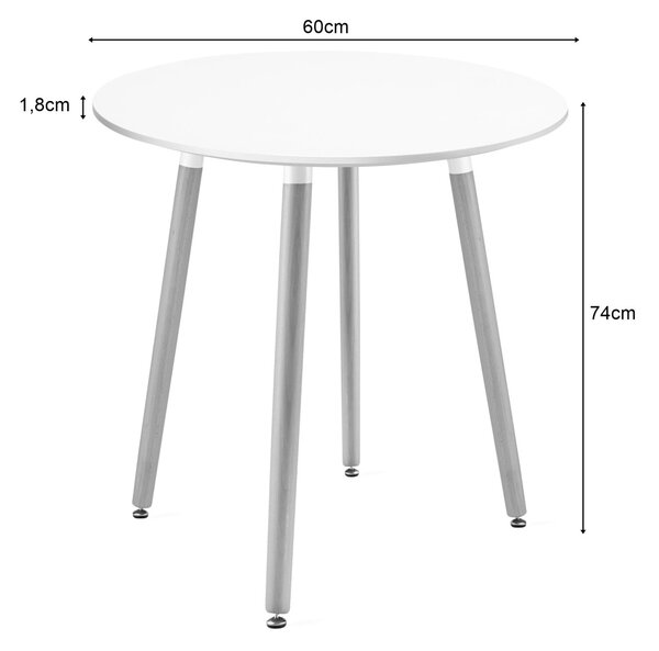 PROMOCJA Biały okrągły stół jadalny KAMI 60x60 cm II jakość