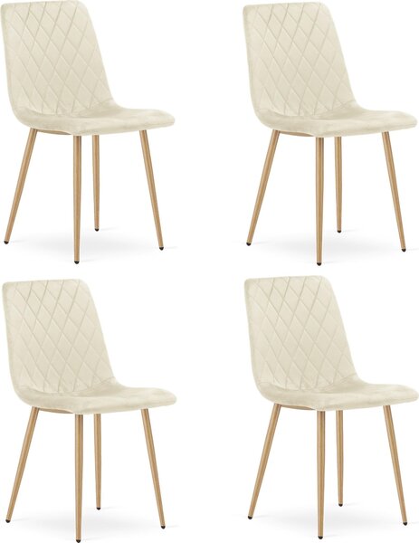Krzesło aksamitne TURIN jasnobeżowe eleganckie do jadalni salonu x4