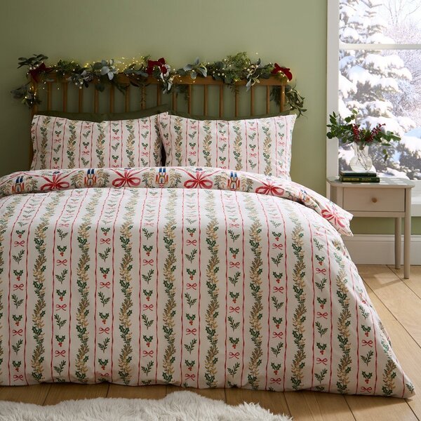 Pościel jednoosobowa w naturalnym kolorze 135x200 cm Christmas Nutcracker Bows – Catherine Lansfield