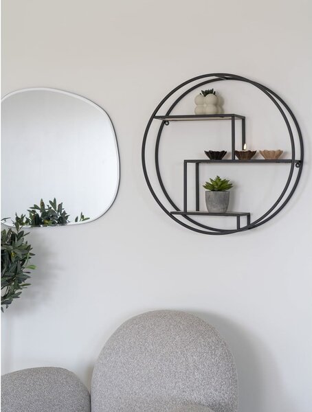 Czarno-naturalna wielopoziomowa półka z litego drewna paulowni 62 cm Rotterdam – House Nordic