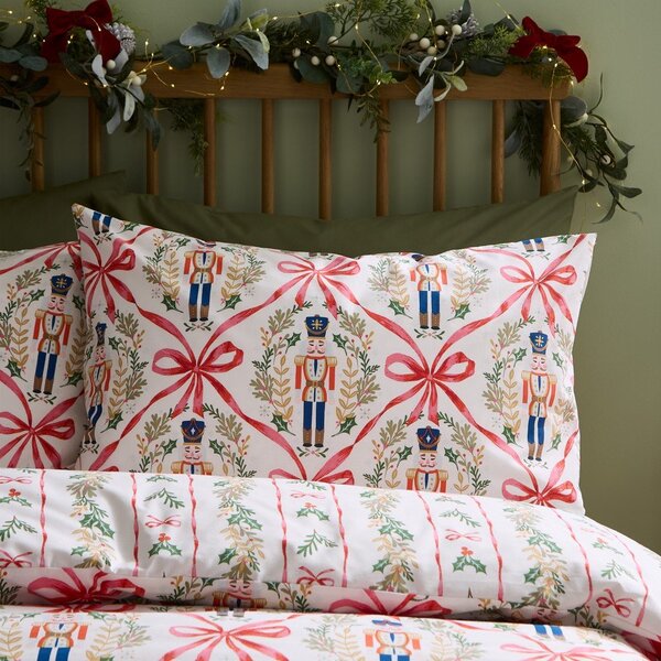 Pościel jednoosobowa w naturalnym kolorze 135x200 cm Christmas Nutcracker Bows – Catherine Lansfield