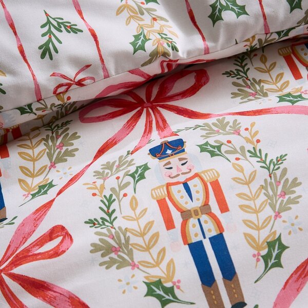 Pościel jednoosobowa w naturalnym kolorze 135x200 cm Christmas Nutcracker Bows – Catherine Lansfield