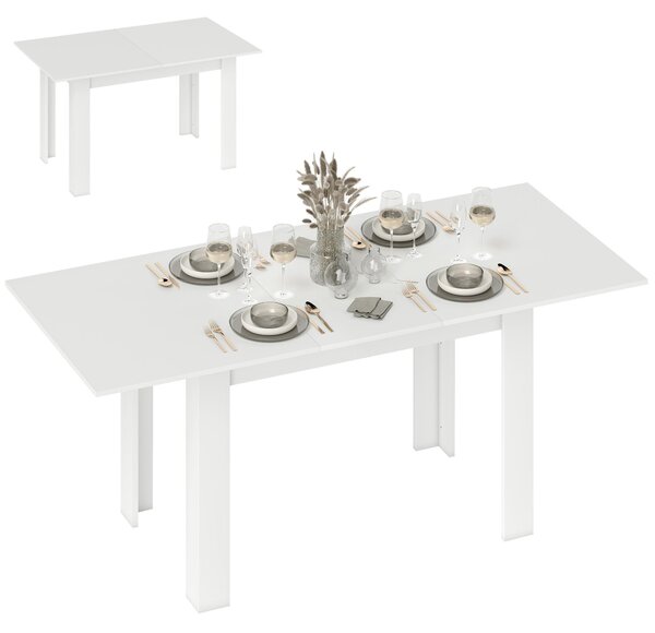 Stół jadalny HOMCOM rozkładany, wymiary 140/180 x 80 cm, stół kuchenny dla 6-8 osób, kolor biały
