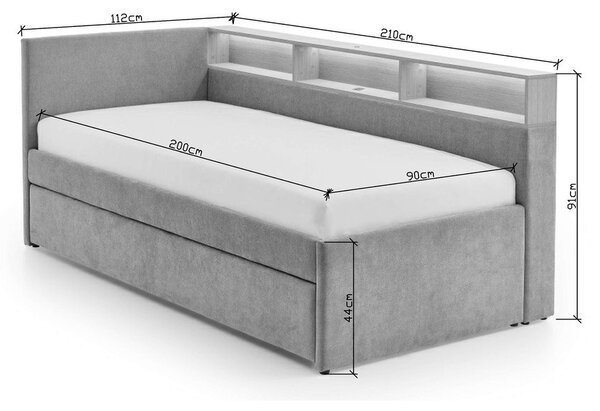 Beżowe narożne łóżko dziecięce ze schowkiem bez stelaża 90x200 cm Uno – Meise Möbel