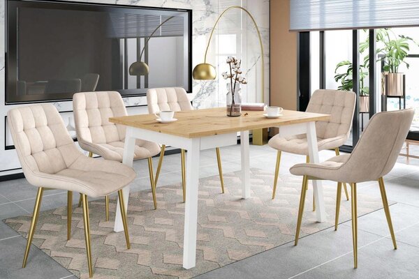 Stół do jadalni 90 x 90 cm kolor biały i dąb artisan FURNITEX ST14-FX