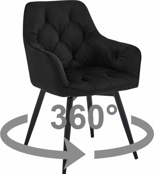 Krzesło JORK360 - czarny aksamit / nogi czarne x 1