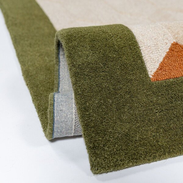 Zielony/w naturalnym kolorze wełniany dywan tkany ręcznie 200x290 cm Apex Border Wool – Flair Rugs
