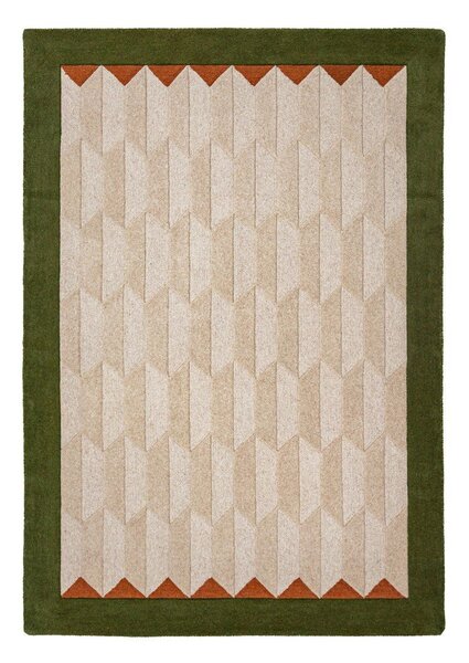 Zielony/w naturalnym kolorze wełniany dywan tkany ręcznie 200x290 cm Apex Border Wool – Flair Rugs