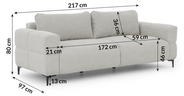 Jasnoszara sofa 217 cm Helio – Ropez