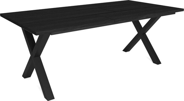 Happyment Stoły do jadalni Nero – prostokątny stół do jadalni dla 4–8 osób – lite drewno i metalowe nogi w kształcie litery X – nowoczesny – czarny – 200 x 90 x 75 cm