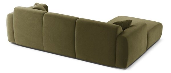 Aksamitny narożnik (lewostronny/z szezlongiem) w kolorze khaki Molino – Micadoni