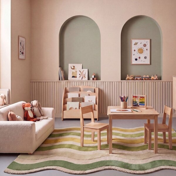 Zielony/w naturalnym kolorze wełniany dywan tkany ręcznie 140x200 cm Cascade Wool – Flair Rugs