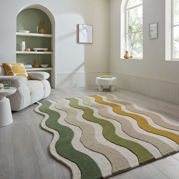 Zielony/w naturalnym kolorze wełniany dywan tkany ręcznie 140x200 cm Cascade Wool – Flair Rugs