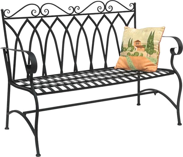 DanDiBo ławka ogrodowa metalowa 2-osobowa ławka odporna na warunki atmosferyczne ławka ogrodowa antyczna 18940 ciemnobrązowa ławka metalowa 120 cm ławka żelazna