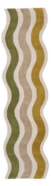 Zielony/w naturalnym kolorze wełniany chodnik tkany ręcznie 80x300 cm Cascade Wool – Flair Rugs