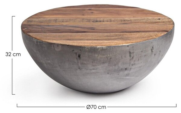 Szaro-naturalny metalowy okrągły stolik ø 70 cm Lancaster – Bizzotto