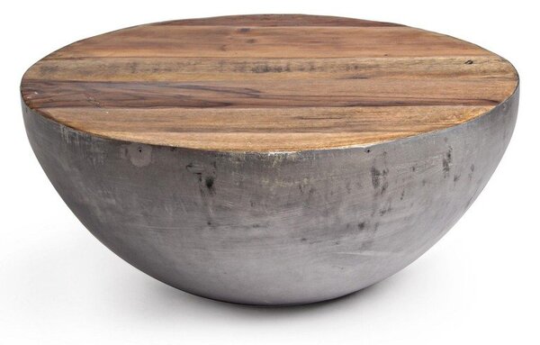 Szaro-naturalny metalowy okrągły stolik ø 70 cm Lancaster – Bizzotto