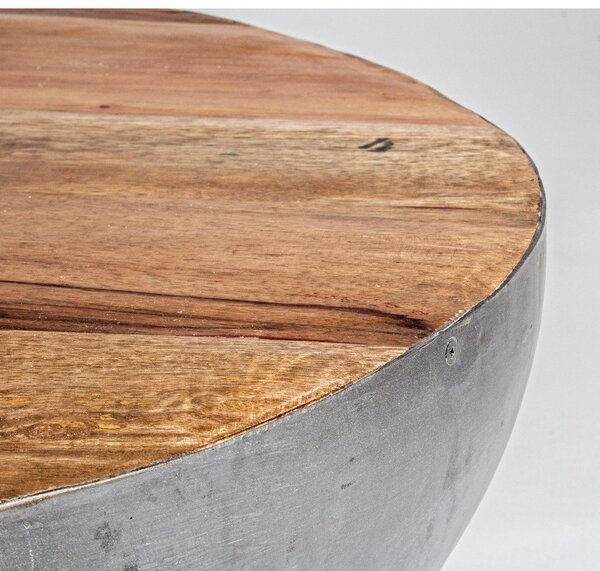 Szaro-naturalny metalowy okrągły stolik ø 70 cm Lancaster – Bizzotto
