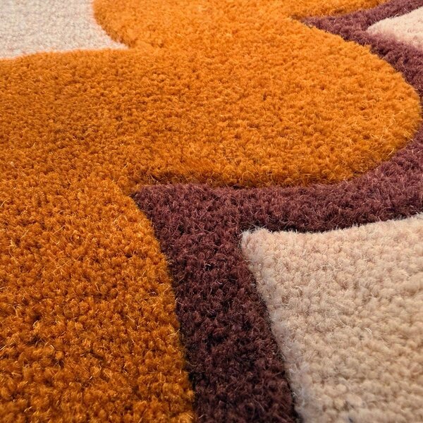 Pomarańczowy/w naturalnym kolorze wełniany dywan tkany ręcznie 160x230 cm Wiggle Wool – Flair Rugs