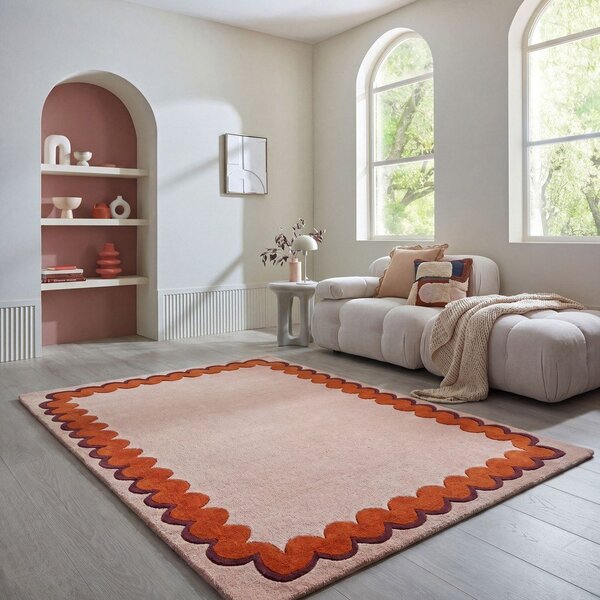 Pomarańczowy/w naturalnym kolorze wełniany dywan tkany ręcznie 160x230 cm Wiggle Wool – Flair Rugs