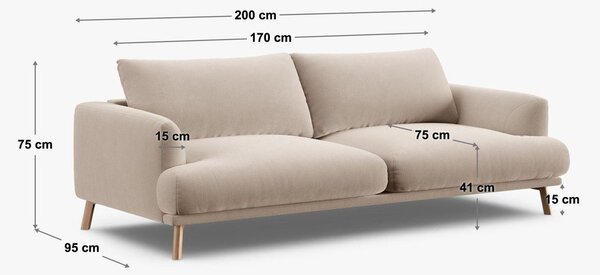 Szarobrązowa sofa 200 cm Naomi – Micadoni