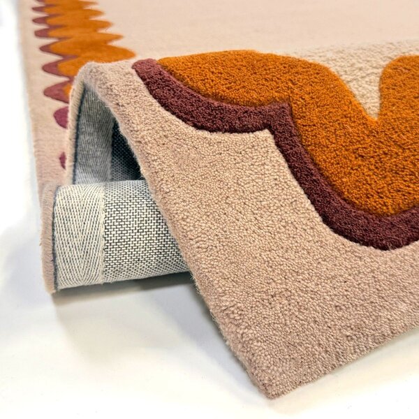 Pomarańczowy/w naturalnym kolorze wełniany dywan tkany ręcznie 160x230 cm Wiggle Wool – Flair Rugs