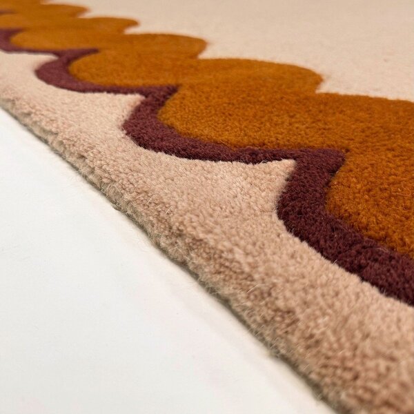 Pomarańczowy/w naturalnym kolorze wełniany dywan tkany ręcznie 160x230 cm Wiggle Wool – Flair Rugs