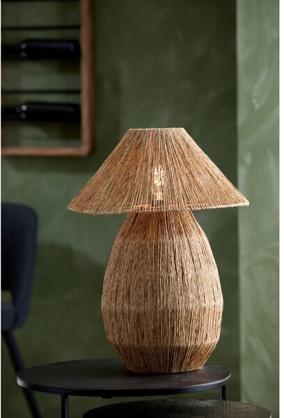 Lampa stołowa w naturalnym kolorze z kloszem z juty (wysokość 55 cm) Maruva – Light & Living