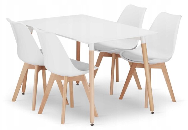 Zestaw stół prostokątny ADRIA 120x80 biały + 4 krzesła MARK białe