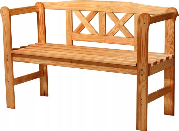 Ławka ogrodowa KADAX, 120x47x81,5 cm wykonana z płyty z włókna drzewnego (119 cm/brąz/X)