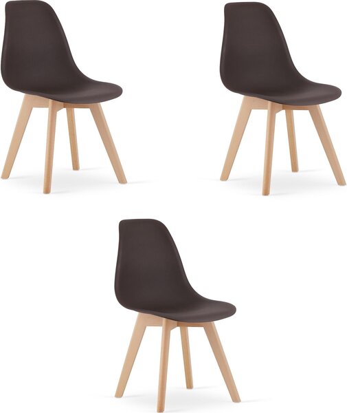 Krzesło kawa KITO design polipropylenowe z drewnianymi nogami buk x3