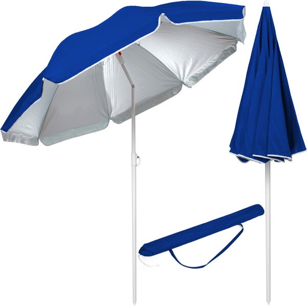 Parasol plażowy Beach BESTIF Parasol przeciwsłoneczny z kolcem do ziemi Uchylna aluminiowa tyczka 180 cm Granatowy