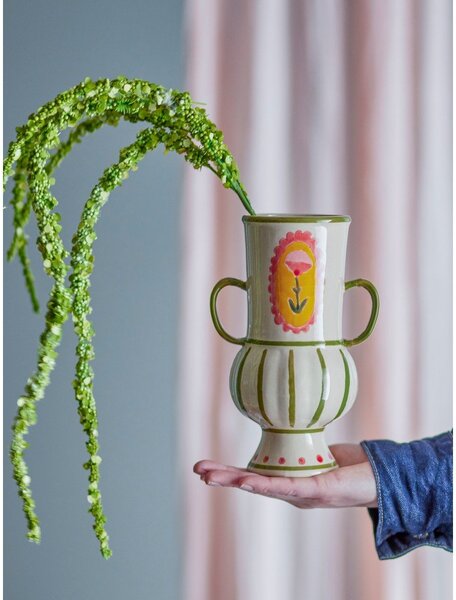 Beżowy kamionkowy ręcznie malowany wazon (wysokość 21 cm) Odina – Bloomingville