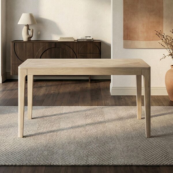 FineBuy Stół do jadalni z litego drewna mango 120x60 cm, bielone, prostokątny stół do jadalni, stół kuchenny, 6 osób, stół drewniany, stół do jadalni, ręcznie robiony
