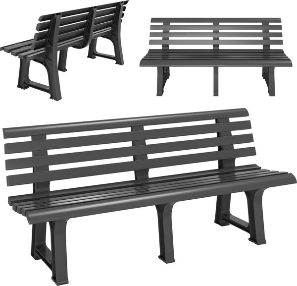 Ławka ogrodowa CASARIA® Ławka ogrodowa z tworzywa sztucznego odporna na warunki atmosferyczne udźwig 240kg oparcie 3 stopy 145x46cm Ławka balkonowa ogrodowa ergonomiczna antracytowa
