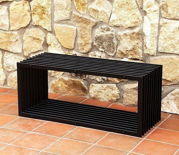 DanDiBo Ławka ogrodowa metalowa odporna na warunki atmosferyczne czarna 100 cm ławka nowoczesna ławka parkowa w stylu D żelazna ławka kwiatowa