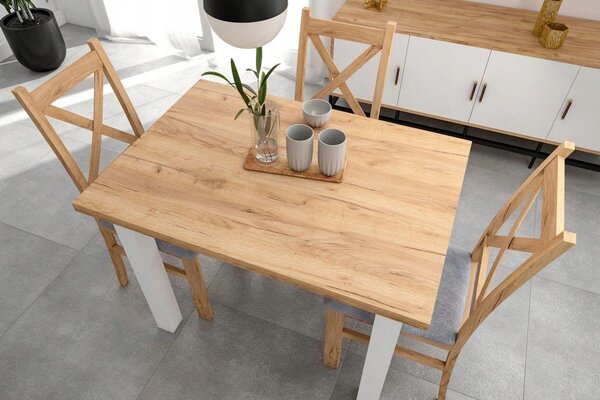 Stół do jadalni 70 x 100 cm kolor biały i dąb złoty craft FURNITEX MONTE