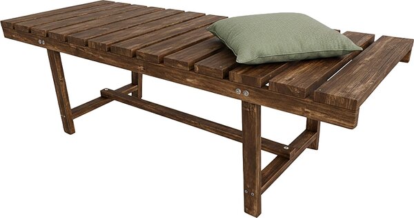 Ławka ogrodowa Relaxdays, 2-osobowa, na taras lub balkon, bez oparcia, drewno sosnowe, wys. x szer. x gł.: 35 x 110 x 38 cm, ławka, wykończenie płomieniowane