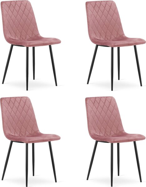 Krzesło welurowe różowe TURIN velvet styl glamour eleganckie x4