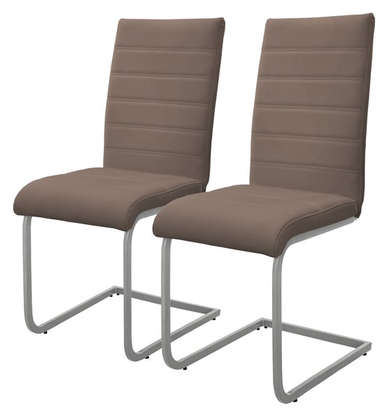 Zestaw 2 krzeseł do jadalni ML-Design z oparciem, brązowe, wykonane z imitacji skóry