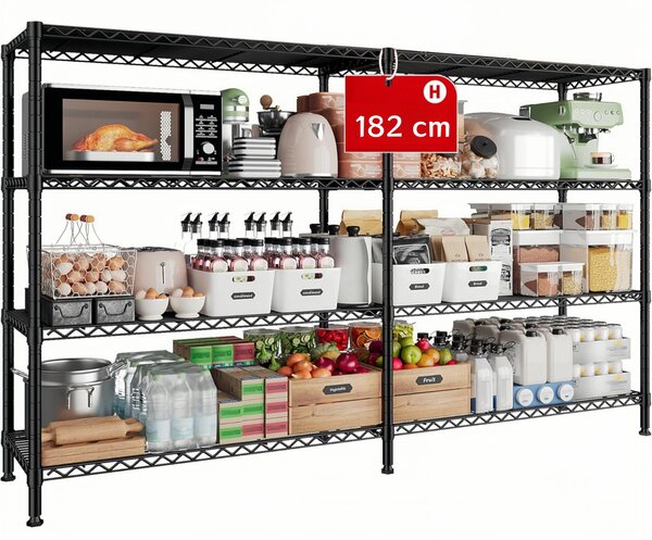 4-poziomowy regał o regulowanej wysokości do dużych obciążeń, 182 (96+45,5) x 45,5 x 152 cm, całkowite obciążenie 724 kg