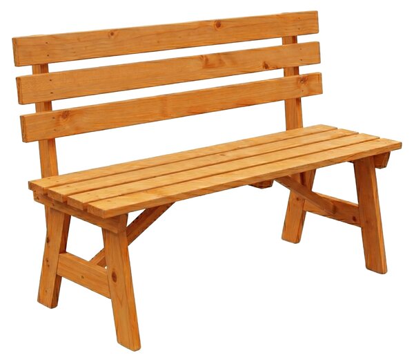 Ławka ogrodowa Relaxdays, dwuosobowa, do użytku na tarasie lub balkonie, z oparciem, wykonana z drewna sosnowego, wymiary: 80 x 116 x 56 cm, kolor: pomarańczowy