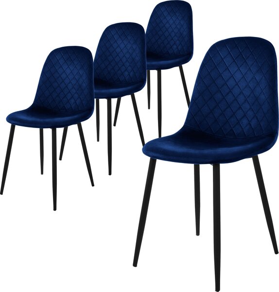 Zestaw 4 krzeseł do jadalni ML-Design z oparciem, ciemnoniebieskie, wykonane z aksamitu
