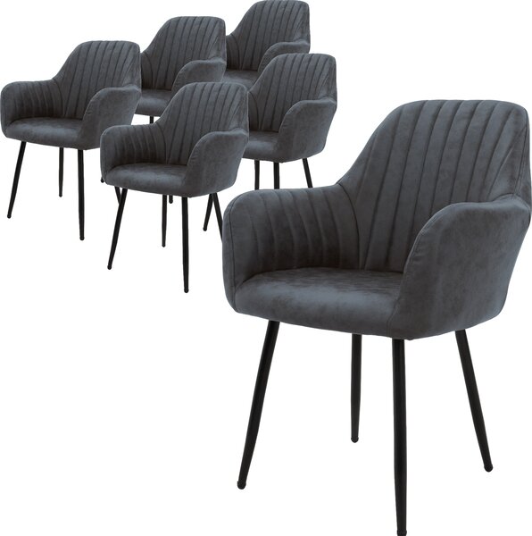 Zestaw 6 krzeseł do jadalni ML-Design z oparciem, antracytowe, wykonane z imitacji skóry