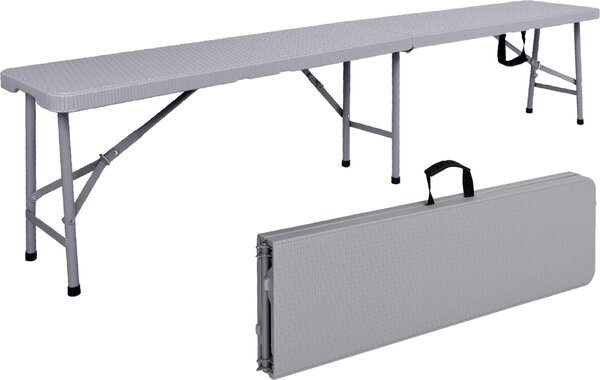 Ławka Cateringowa Składana W Walizkę 180 Cm Rattan Szara